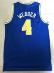 NBA 4 Webber Warriors M&N Maillot bleu brodé